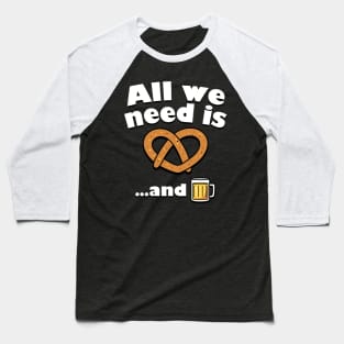 Beer and Pretzel Oktoberfest Retro 60's Hippie Slogan Funny Meme Baseball T-Shirt